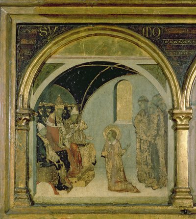 Detail Showing St. Ludovico before Pope Boniface VIII from the Predella of St. Ludovico by Simone Martini